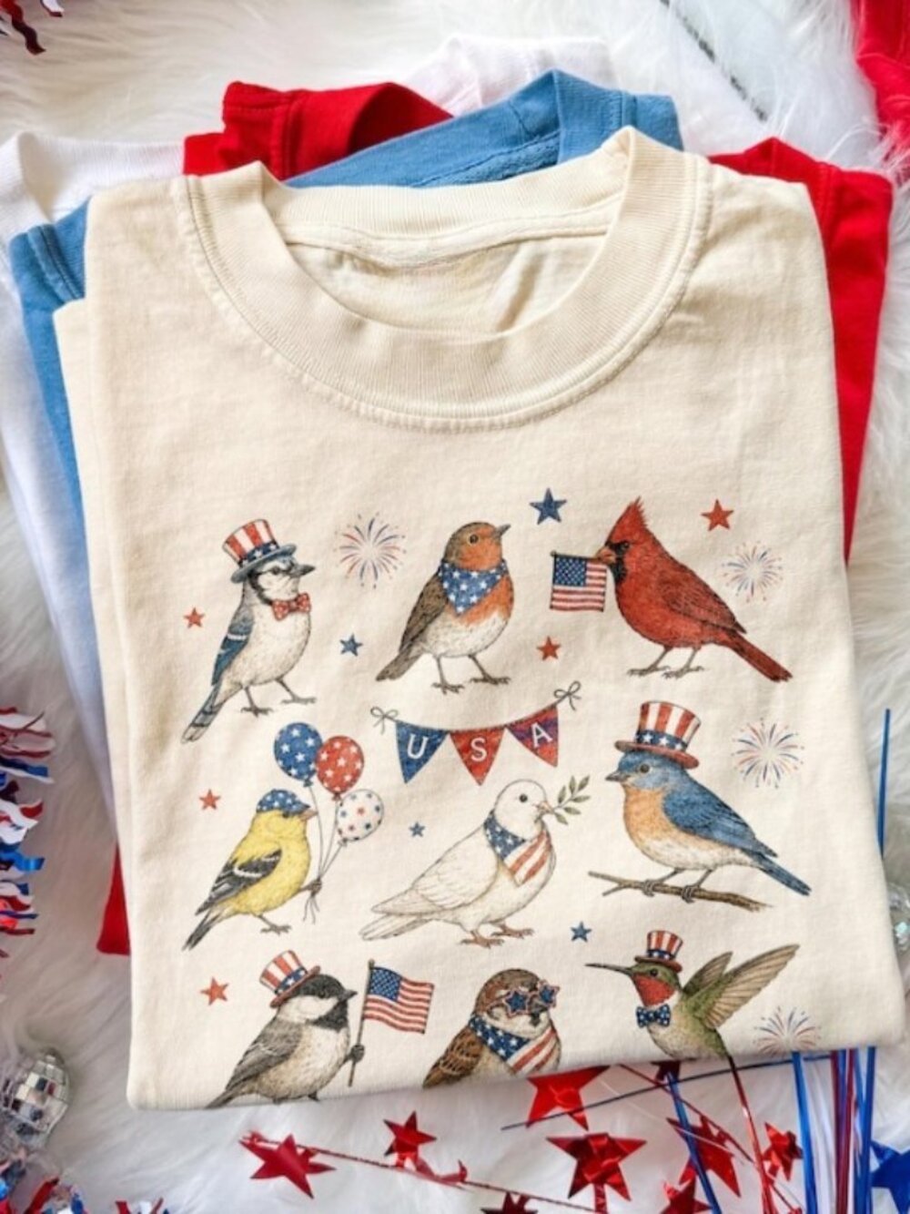 USA 250th Anniversary Bird Shirt, Patriotic American Birds Tee